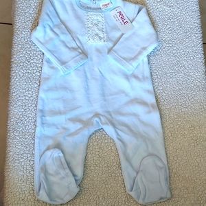 Perle brand light blue velvet outfit